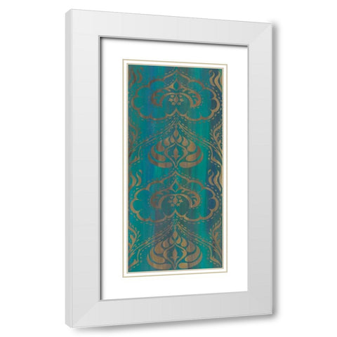 Blue Arabesque II White Modern Wood Framed Art Print with Double Matting by Zarris, Chariklia