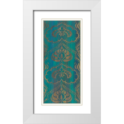 Blue Arabesque II White Modern Wood Framed Art Print with Double Matting by Zarris, Chariklia