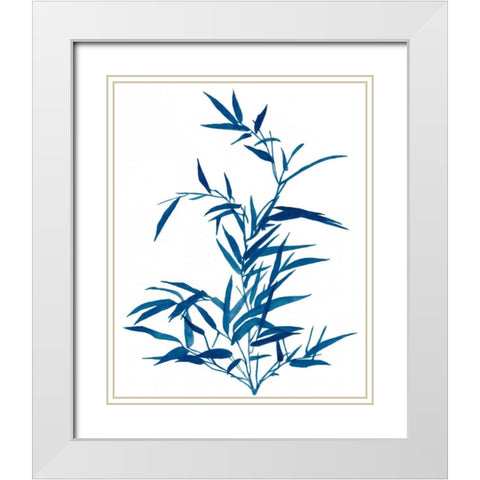 Indigo Botanica II White Modern Wood Framed Art Print with Double Matting by McCavitt, Naomi