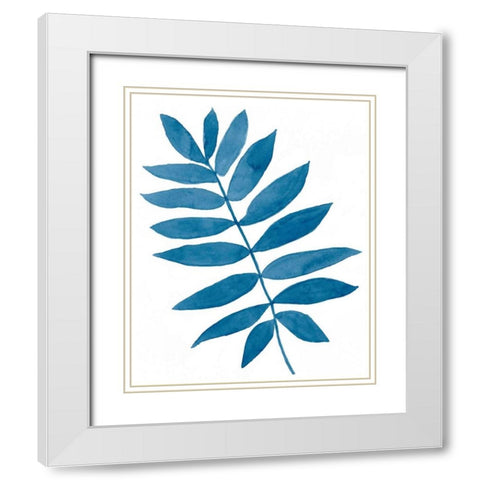 Indigo Botanica V White Modern Wood Framed Art Print with Double Matting by McCavitt, Naomi