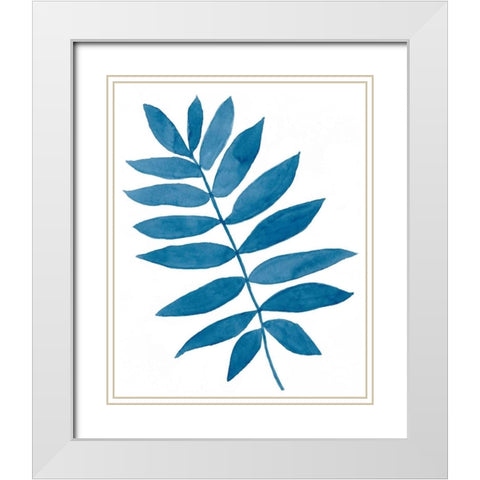 Indigo Botanica V White Modern Wood Framed Art Print with Double Matting by McCavitt, Naomi