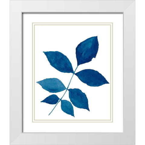 Indigo Botanica VI White Modern Wood Framed Art Print with Double Matting by McCavitt, Naomi
