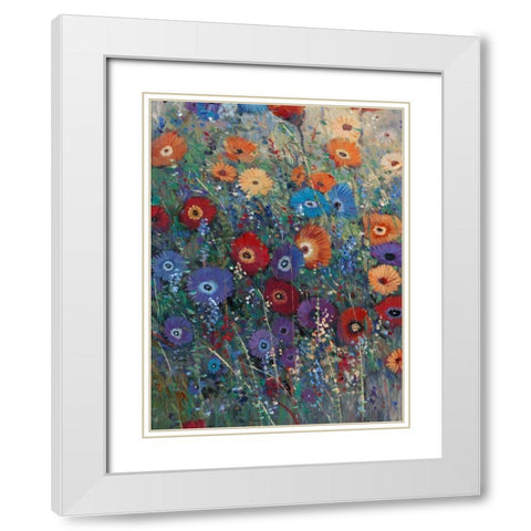 Flower Patch I White Modern Wood Framed Art Print with Double Matting by OToole, Tim
