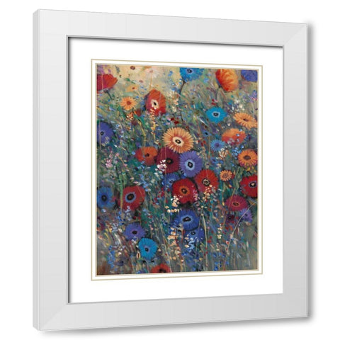 Flower Patch II White Modern Wood Framed Art Print with Double Matting by OToole, Tim