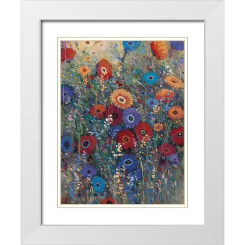 Flower Patch II White Modern Wood Framed Art Print with Double Matting by OToole, Tim