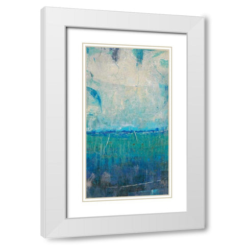 Blue Movement I White Modern Wood Framed Art Print with Double Matting by OToole, Tim