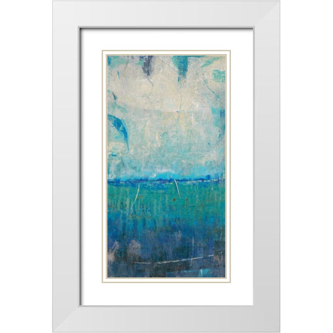 Blue Movement I White Modern Wood Framed Art Print with Double Matting by OToole, Tim