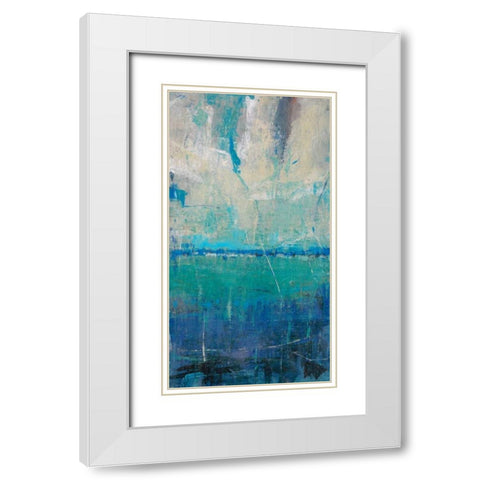 Blue Movement II White Modern Wood Framed Art Print with Double Matting by OToole, Tim