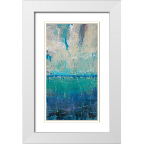 Blue Movement II White Modern Wood Framed Art Print with Double Matting by OToole, Tim