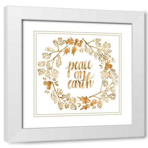 Golden Christmas II White Modern Wood Framed Art Print with Double Matting by Popp, Grace