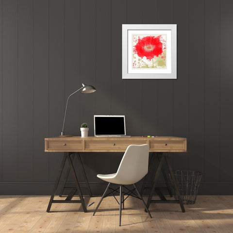 Modern Red White Modern Wood Framed Art Print with Double Matting by Orlov, Irena