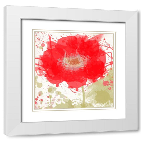 Modern Red White Modern Wood Framed Art Print with Double Matting by Orlov, Irena