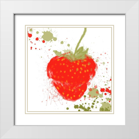 Modern Strawberry White Modern Wood Framed Art Print with Double Matting by Orlov, Irena