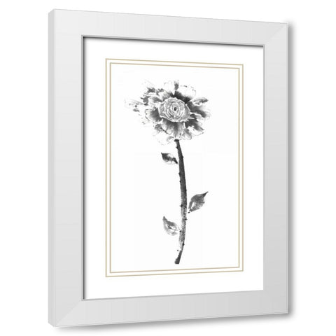 Ink Rose White Modern Wood Framed Art Print with Double Matting by Rae, Nan