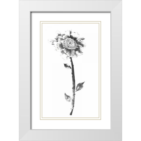 Ink Rose White Modern Wood Framed Art Print with Double Matting by Rae, Nan