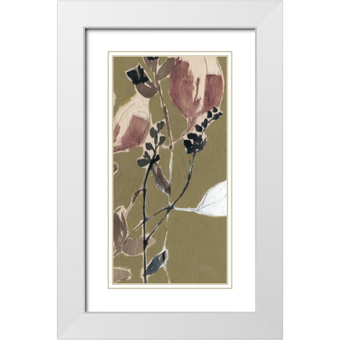 Mauve on Olive II White Modern Wood Framed Art Print with Double Matting by Goldberger, Jennifer