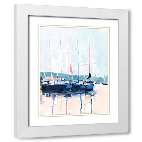 Watercolor Boat Club I White Modern Wood Framed Art Print with Double Matting by Scarvey, Emma