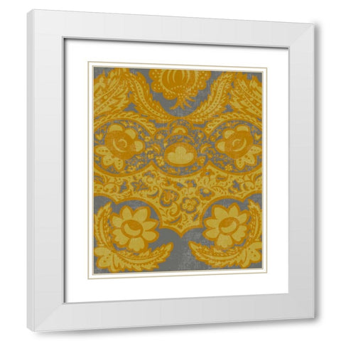 Graphic Damask III White Modern Wood Framed Art Print with Double Matting by Zarris, Chariklia