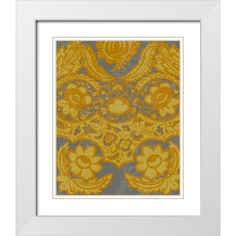 Graphic Damask III White Modern Wood Framed Art Print with Double Matting by Zarris, Chariklia