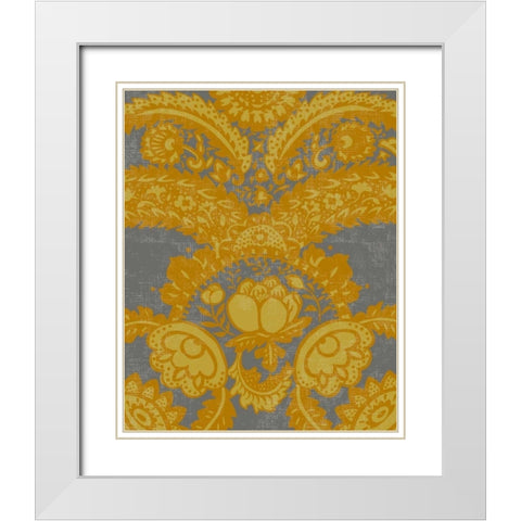 Graphic Damask IV White Modern Wood Framed Art Print with Double Matting by Zarris, Chariklia