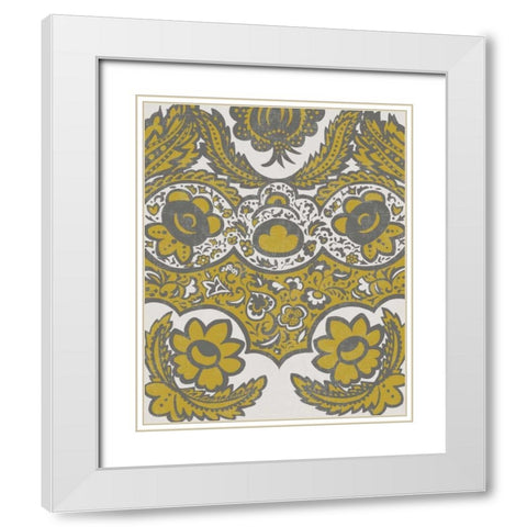 Graphic Damask V White Modern Wood Framed Art Print with Double Matting by Zarris, Chariklia