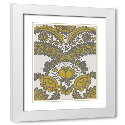 Graphic Damask VI White Modern Wood Framed Art Print with Double Matting by Zarris, Chariklia