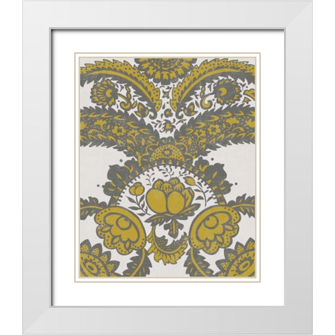 Graphic Damask VI White Modern Wood Framed Art Print with Double Matting by Zarris, Chariklia