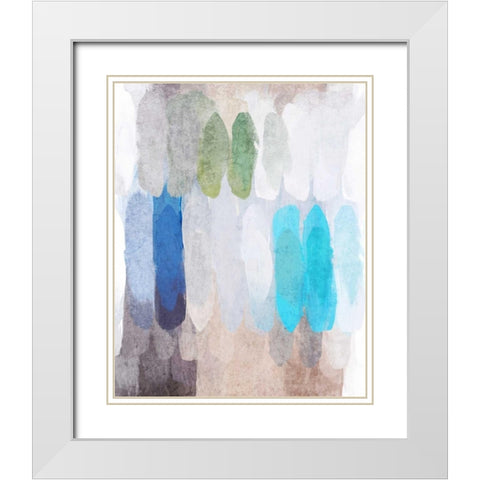 Abstract the Blues I White Modern Wood Framed Art Print with Double Matting by Orlov, Irena