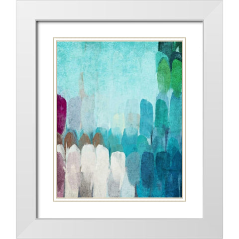 Abstract the Blues II White Modern Wood Framed Art Print with Double Matting by Orlov, Irena