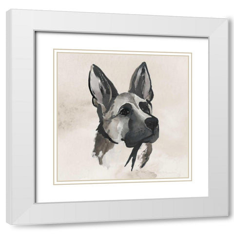 Inked Dogs IV White Modern Wood Framed Art Print with Double Matting by Popp, Grace