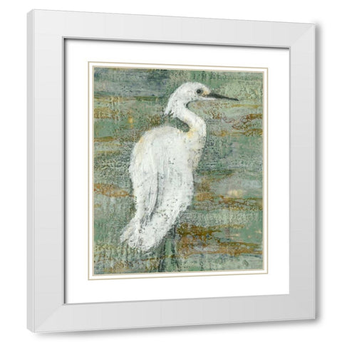 Textured Heron II  White Modern Wood Framed Art Print with Double Matting by Goldberger, Jennifer