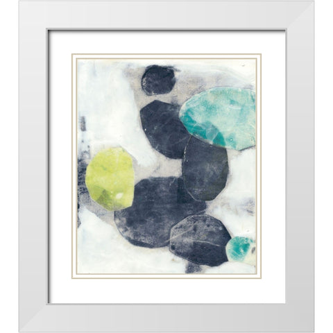 Indigo Orbs I  White Modern Wood Framed Art Print with Double Matting by Goldberger, Jennifer