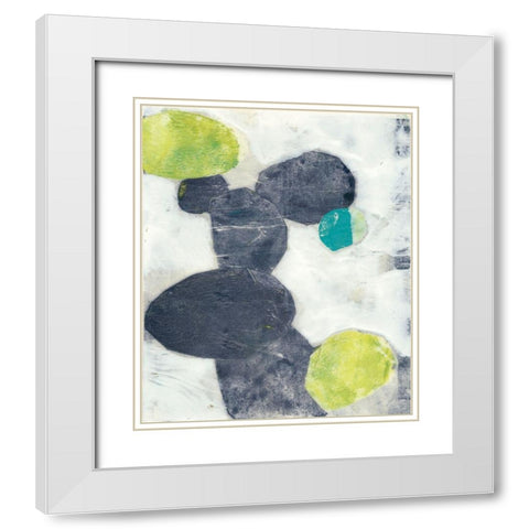 Indigo Orbs II White Modern Wood Framed Art Print with Double Matting by Goldberger, Jennifer