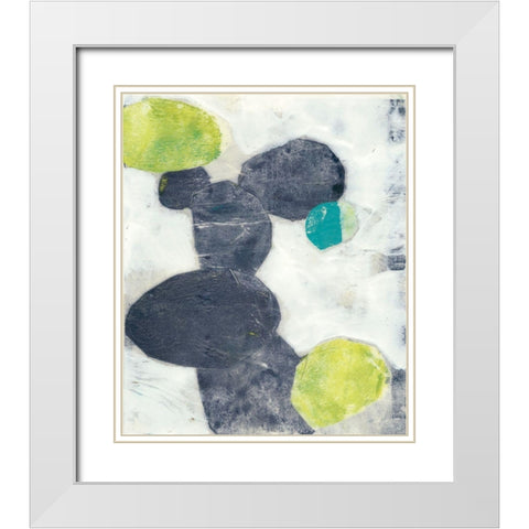 Indigo Orbs II White Modern Wood Framed Art Print with Double Matting by Goldberger, Jennifer
