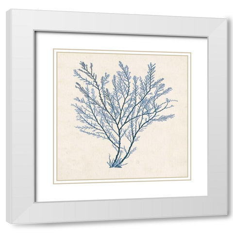 Indigo Algae II White Modern Wood Framed Art Print with Double Matting by Goldberger, Jennifer