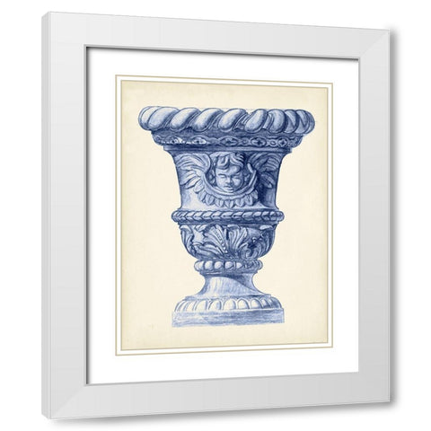 Palace Urns in Indigo IV White Modern Wood Framed Art Print with Double Matting by Vision Studio
