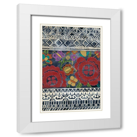 Batik Embroidery II White Modern Wood Framed Art Print with Double Matting by Zarris, Chariklia