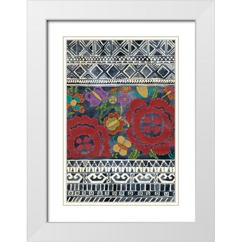 Batik Embroidery II White Modern Wood Framed Art Print with Double Matting by Zarris, Chariklia