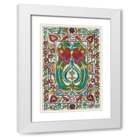 Batik Embroidery III White Modern Wood Framed Art Print with Double Matting by Zarris, Chariklia