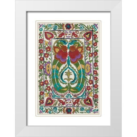 Batik Embroidery III White Modern Wood Framed Art Print with Double Matting by Zarris, Chariklia