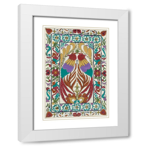 Batik Embroidery IV White Modern Wood Framed Art Print with Double Matting by Zarris, Chariklia