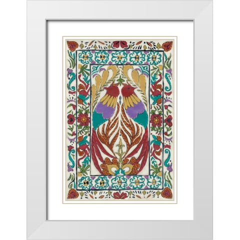 Batik Embroidery IV White Modern Wood Framed Art Print with Double Matting by Zarris, Chariklia