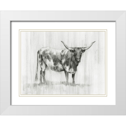 Rustic Bovine I White Modern Wood Framed Art Print with Double Matting by Harper, Ethan