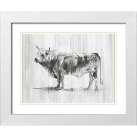 Rustic Bovine II White Modern Wood Framed Art Print with Double Matting by Harper, Ethan