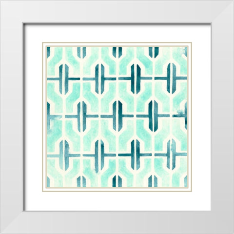 Ocean Tile I White Modern Wood Framed Art Print with Double Matting by Vess, June Erica