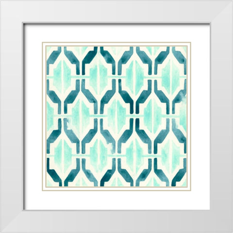 Ocean Tile VI White Modern Wood Framed Art Print with Double Matting by Vess, June Erica