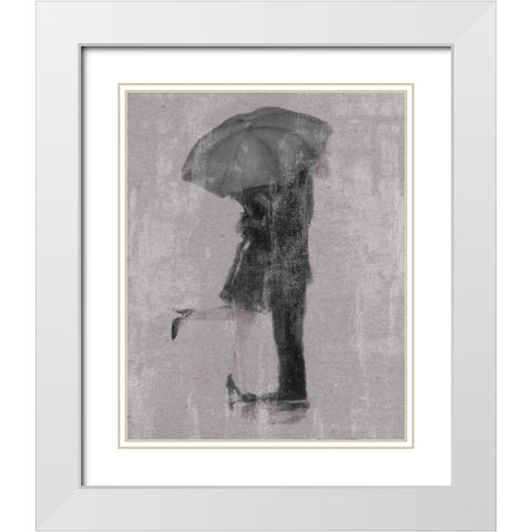 Rain Romance I White Modern Wood Framed Art Print with Double Matting by Studio W