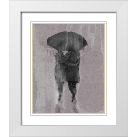 Rain Romance III White Modern Wood Framed Art Print with Double Matting by Studio W