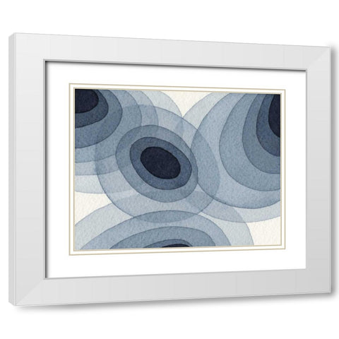 Indigo Ovals I White Modern Wood Framed Art Print with Double Matting by Galapon, Nikki
