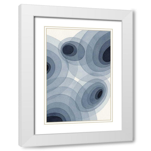 Indigo Ovals II White Modern Wood Framed Art Print with Double Matting by Galapon, Nikki